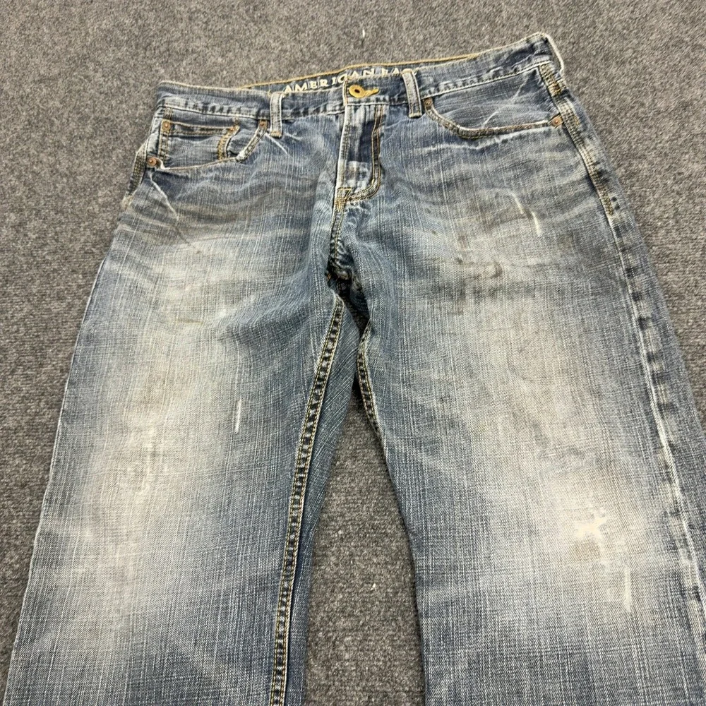 American Eagle Jeans Mens 36x30 Blue Cotton Relaxed Fit Distressed Casual Style